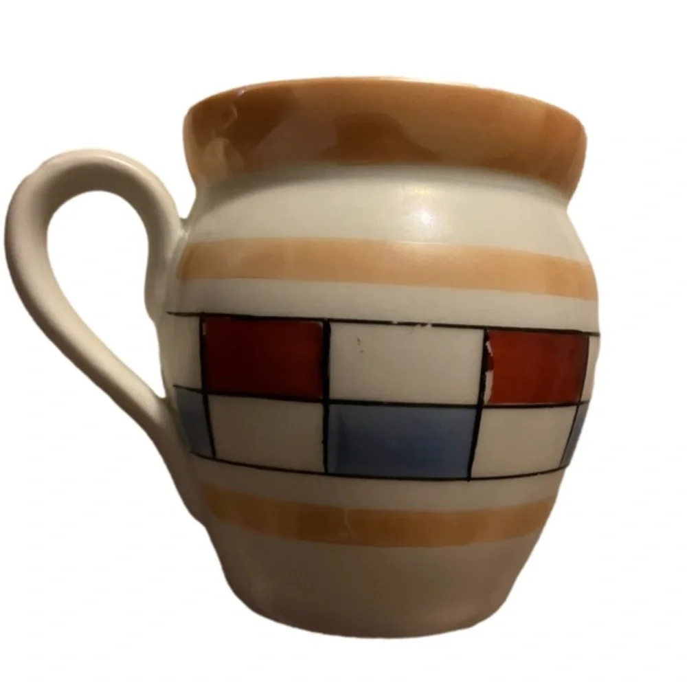 Red , blue, white , Czech union republic pottery.